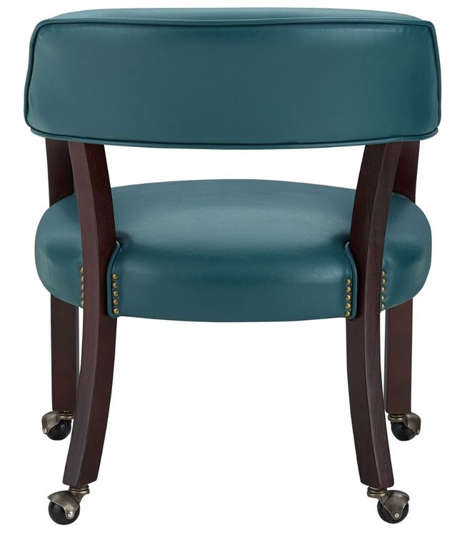 Steve Silver Co. Tournament Cherry/Teal Arm Chair with Casters-3