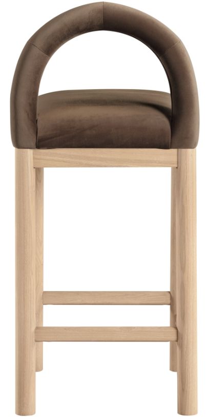 Meridian Furniture Conrad Brown/Natural Velvet Upholstered Counter Stool-3