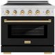 ZLINE Autograph Edition Paramount 36" Stainless Steel Pro Style Induction Range with Black Matte Door & Polished Gold Accents-0