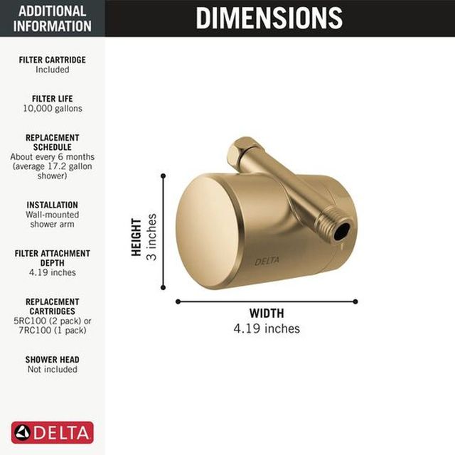 Delta Clarifi™ Champagne Bronze Standard Shower Filter Attachment-3