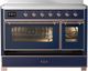 Ilve® Majestic III 48" Midnight Blue Pro Style Induction Range with Triple Glass Door and Copper Trim-2