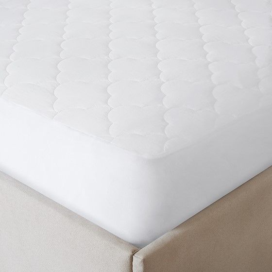 Olliix by Sleep Philosophy White Full All Natural Cotton Percale Quilted Mattress Pad-4