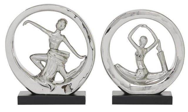 Deco Marche 2-Piece Silver Dancer Sculpture Set-2