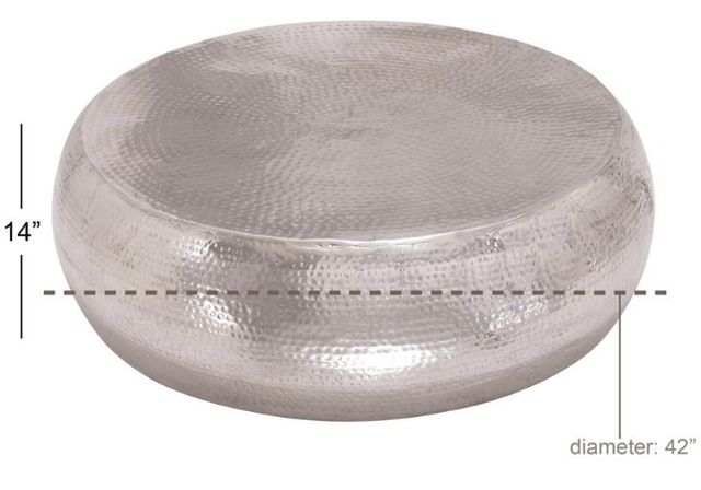 Deco Marche Silver Low Hammered Drum Coffee Table-2