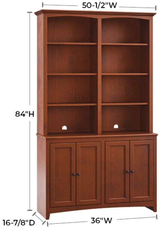 Whittier Wood® Furniture Customizable McKenzie 48" Wide Alder Cabinet and Hutch-1