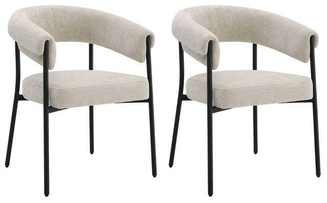 ACME Furniture Jirina 2-Piece Beige/Black Upholstered Dining Arm Chair Set-0