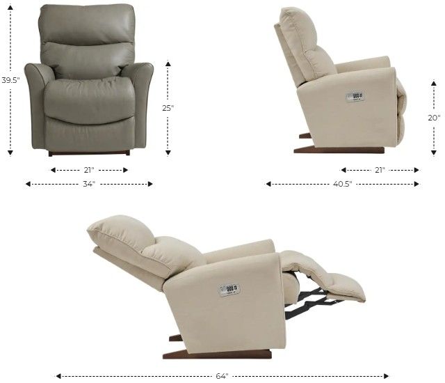 La-Z-Boy® Rowan Graphite Leather Power Rocking Recliner with Headrest-2
