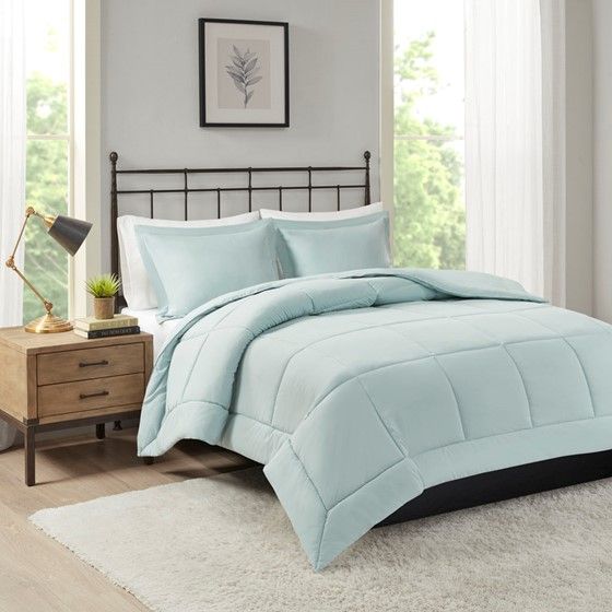 Olliix by Madison Park Sarasota Seafoam Twin Microcell Down Alternative Comforter Mini Set-4