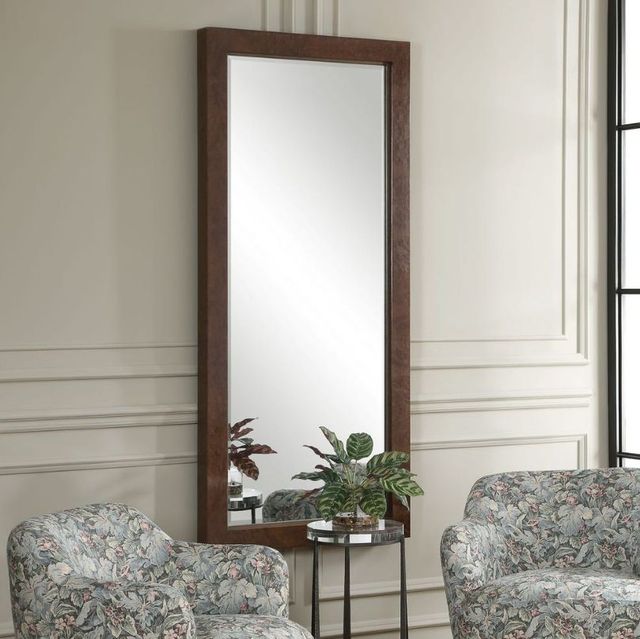 Uttermost® Durant Antique Dark Bronze Tall Wood Mirror-2