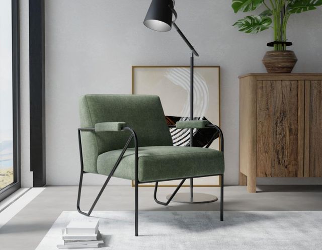 International Furniture Direct Lotus Olive/Matte Black Accent Chair-2
