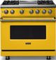 Viking® 5 Series 36" Daffodil Pro Style Dual Fuel (LP) Range with Brushed Brass Trim-0