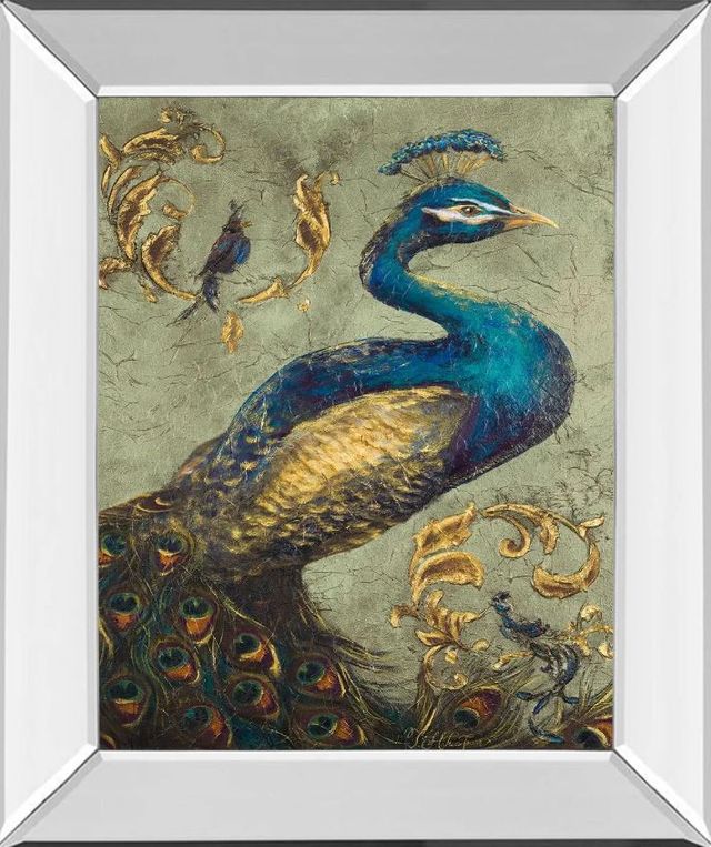 Classy Art Peacock on Sage l by Tiffany Hakimipour Mirror Framed Wall Art-0