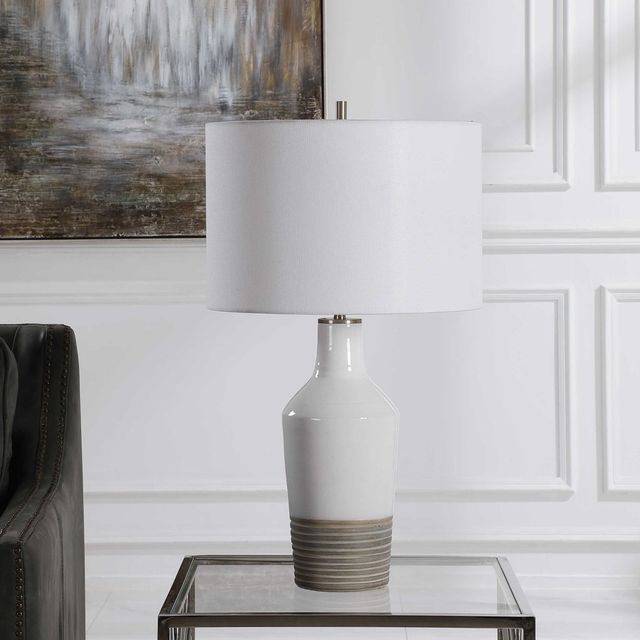 Uttermost® Dakota White Crackle Glaze Table Lamp-1