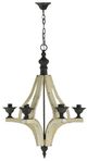 A & B Home White Harper 6-Light Washed-Wood Chandelier-1