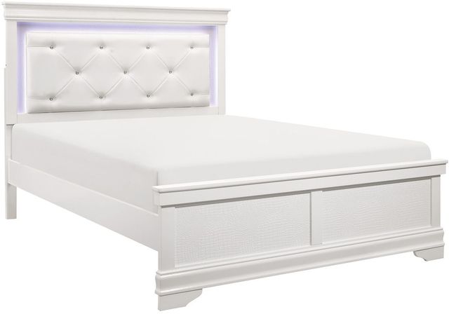 Mazin Furniture Lana White Queen Panel Bed with LED Lighting-0