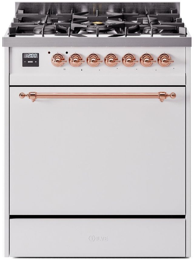 Ilve® Nostalgie II Series 30" White Pro Style Dual Fuel Range-0