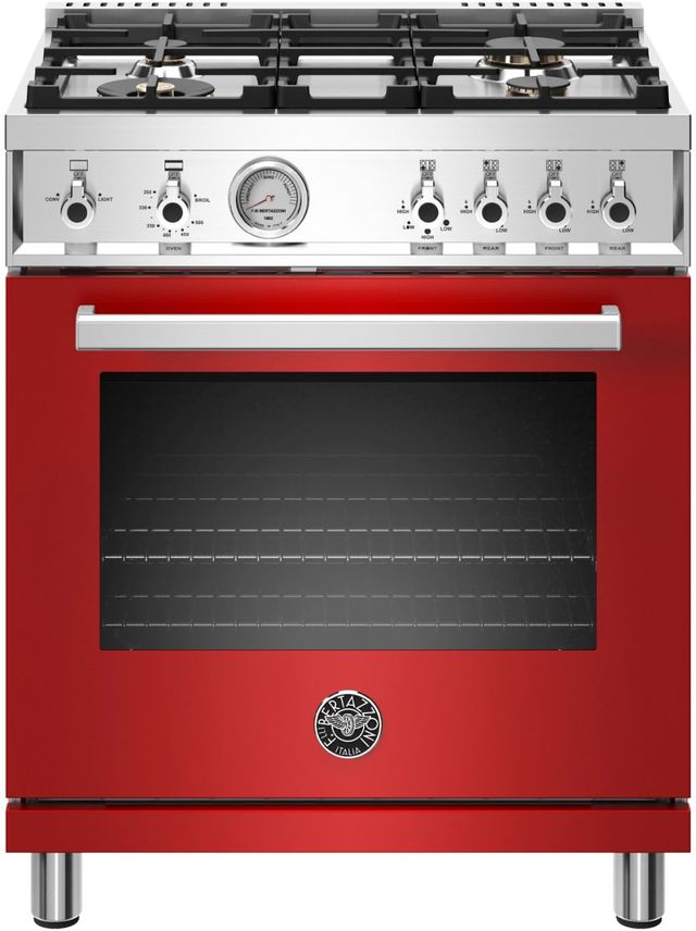 Bertazzoni Professional Series 30" Red Pro Style Gas Range-0