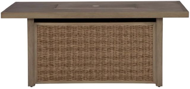 Signature Design by Ashley® Revare Beach Beige Aluminum/Resin Wicker Outdoor Fire Pit Table-2