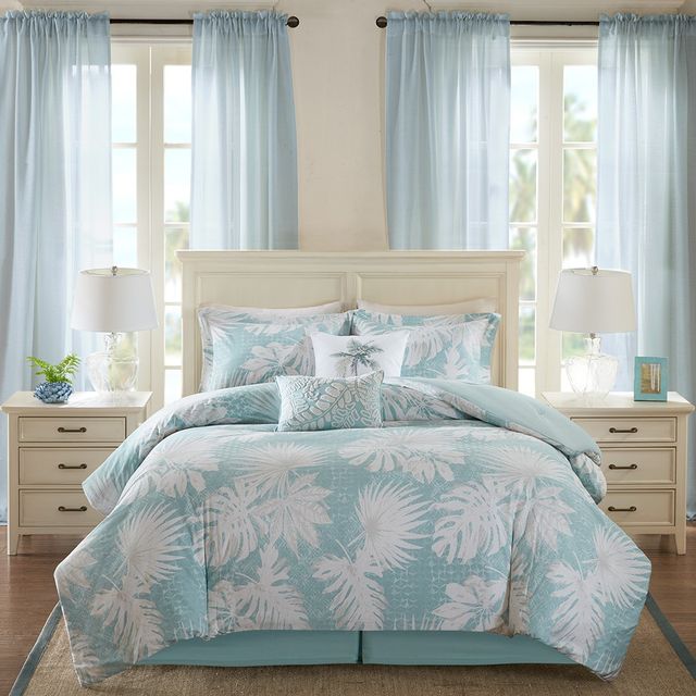 Olliix by Harbor House 5 Piece Blue King/California King Palm Grove Cotton Printed Duvet Cover Set-2