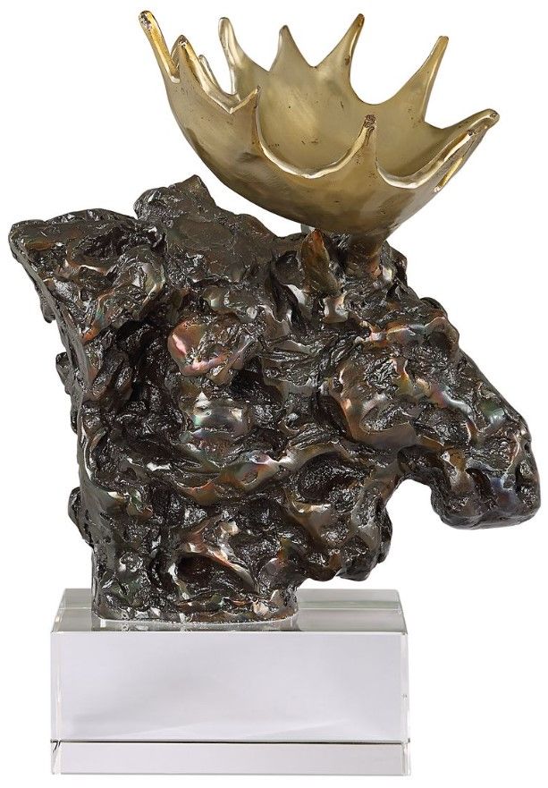Uttermost® Moose Bust Bronze Sculpture-2