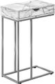 Monarch Specialties Inc. White Marble Look 25"H Drawer C Table with Silver Metal Base-0