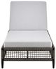 Armen Living Felicia Black/Grey Outdoor Patio Adjustable Chaise Lounge Chair-1