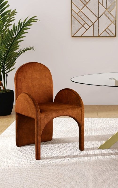 Meridian Furniture Summer Cognac Upholstered Dining Arm Chair-1