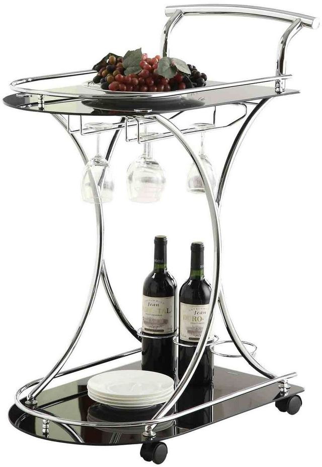 Coaster® Elfman Chrome/Black 2-Shelf Serving Cart-0