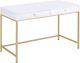 ACME Furniture Ottey White High Gloss Vanity Desk with Gold Base-0