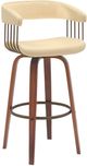 Armen Living Topanga Cream/Walnut Swivel Bar Stool-0