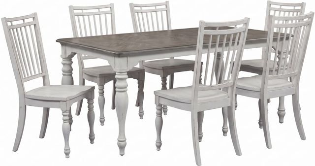 Liberty Furniture Magnolia Manor 7-Piece Antique White/Weathered Bark Optional Dining Table Set-0