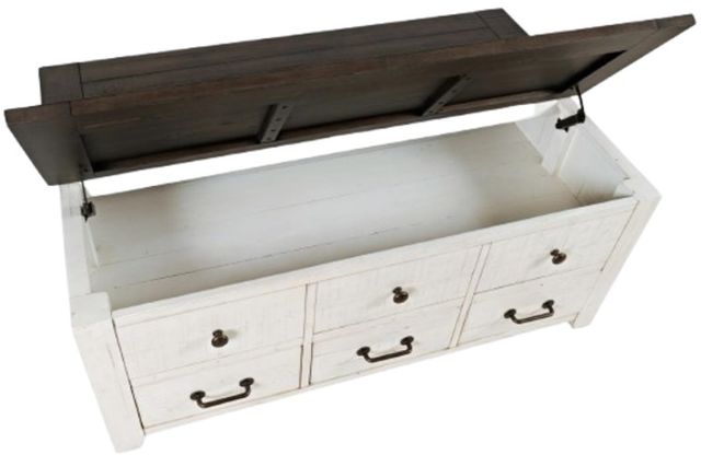 Jofran Inc. Madison County Harris Barnwood Lift Lid Cocktail Table with Vintage White Base-3