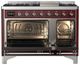 Ilve® Majestic III 48" Burgundy Pro Style Dual Fuel Natural Gas Range with Solid Door and Chrome Trim-1