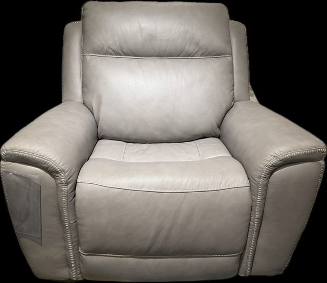 Grey Leather Power Recliner-0