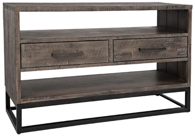 Jofran Inc. East Hampton Distressed Gray Console Table with Black Base-0