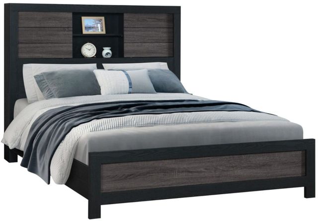 Global Furniture USA Lisbon 5-Piece Black/Gray Queen Bookcase Bedroom Set-2