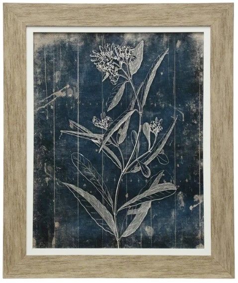 Stylecraft Blue Floral Textured Blue Wall Art-0