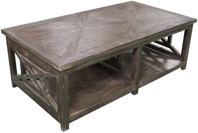 American Wholesale Furniture Barnwood X Squared Coffee Table-0