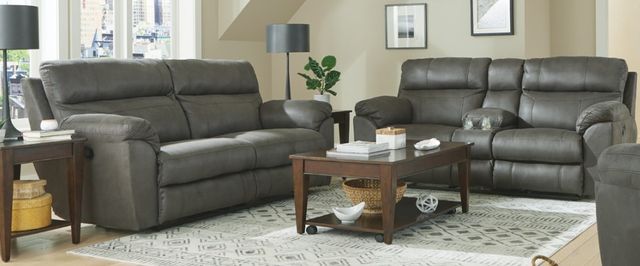 American Wholesale Furniture Atlas Charcoal Manual Reclining Sofa-1