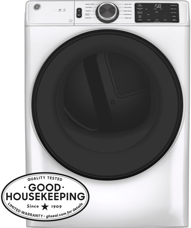 GE® 7.8 Cu. Ft. White Smart Front Load Electric Dryer-3