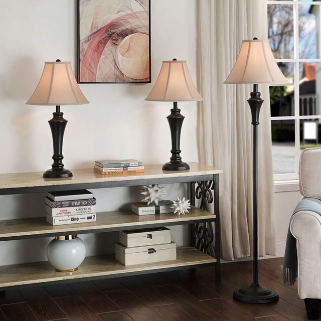 StyleCraft Aged Bronze 3-Piece Table Lamp Set-1