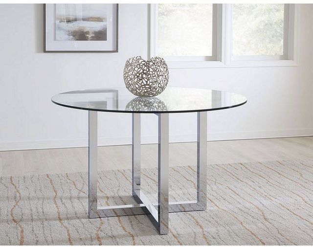 Modus Furniture Amalfi Glass Top Round Counter Table with Chrome Base -1