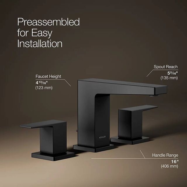 KOHLER® Honesty® Matte Black Widespread Bathroom Sink Faucet-4
