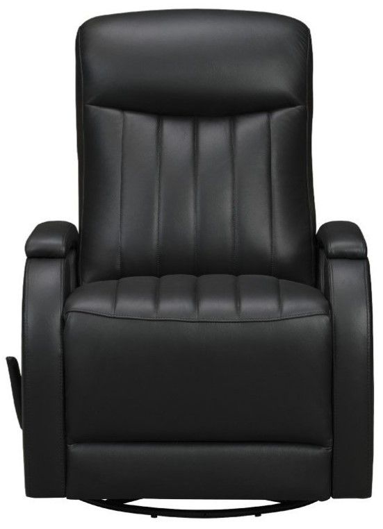 BarcaLounger® Braxton Lynn Onyx Leather Manual Swivel Glider Recliner-3