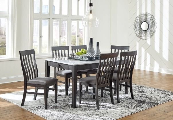 Benchcraft® Luvoni 7-Piece Dark Charcoal Gray Dining Set-3