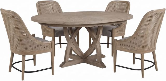Bernards Citrus Heights 5-Piece Sand/White Round Dining Table Set-0