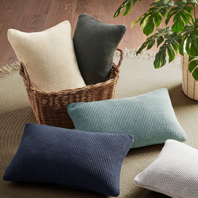Olliix by INK+IVY Bree Knit Ivory 12" x 20" Oblong Pillow Cover-3