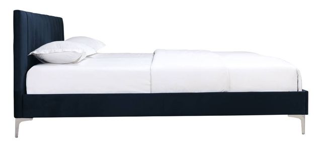 Mazin Furniture Melina Navy Blue King Upholstered Platform Bed-2