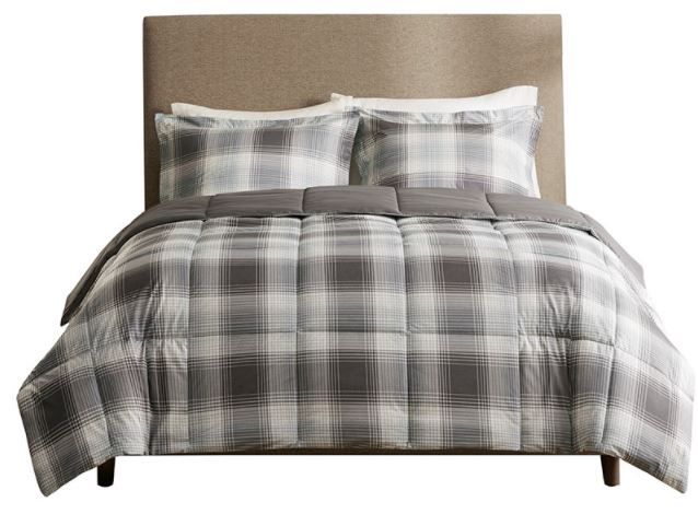 Olliix by Woolrich Woodsman Grey Twin Softspun Down Alternative Comforter Mini Set-0