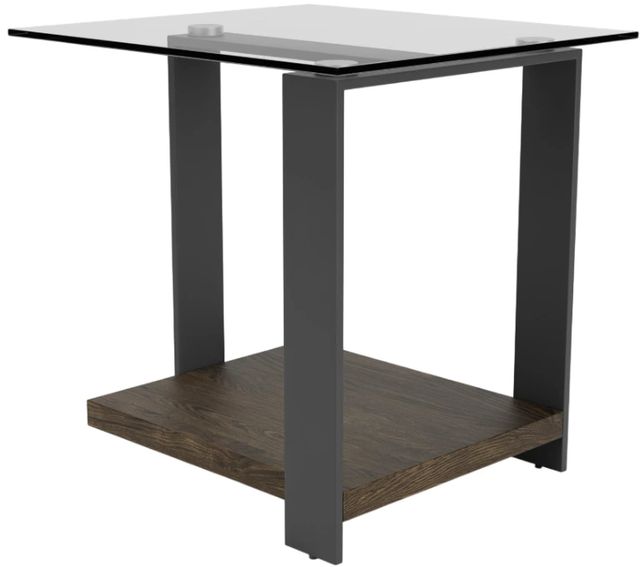 Riverside Furniture Cortland Tempered Glass Side Table with Saddle Oak Base-3